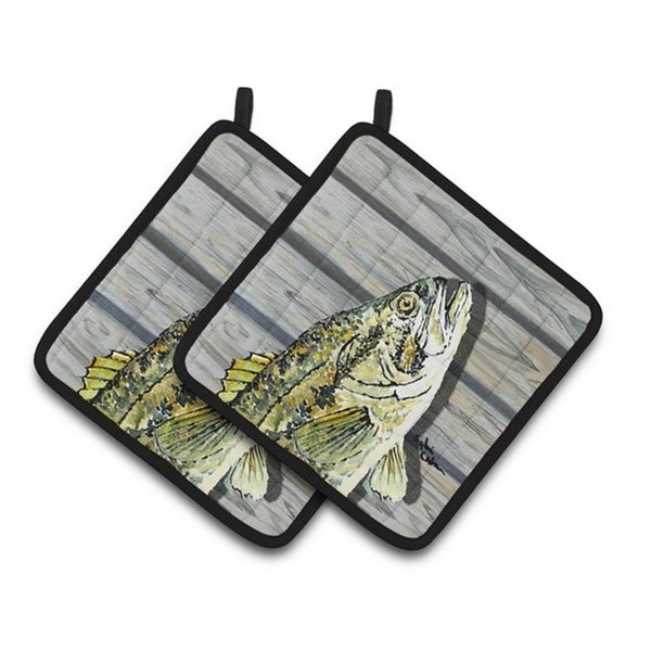 Carolines Treasures Fish Bass Small Mouth Pair of Pot Holders, 7.5 x 3 x 7.5 in. 8493PTHD
